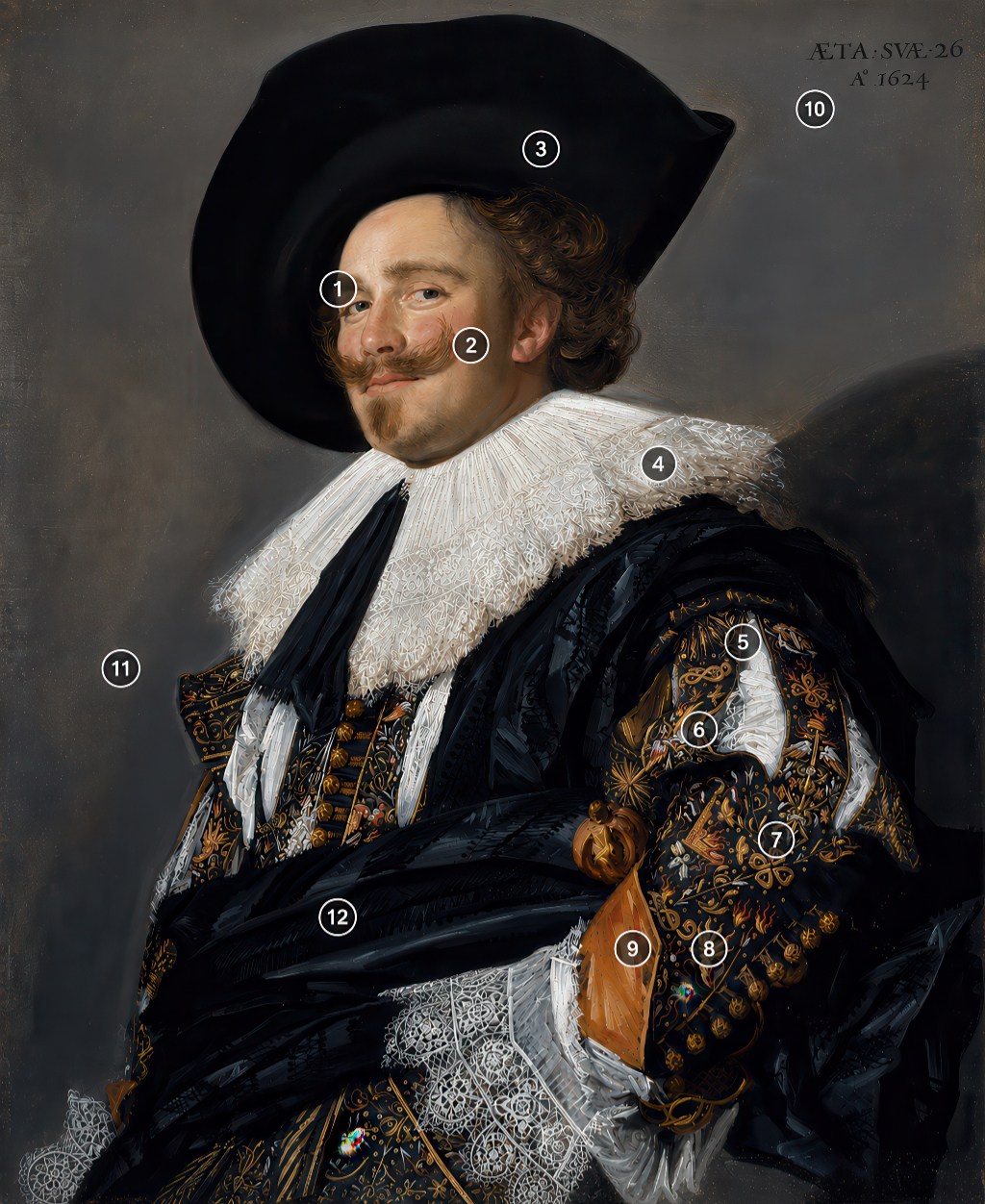 Annotated Image of The Laughing Cavalier by Frans Hals